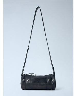 Prada Eyelet Detail Leather Cylinder Bag - Blue