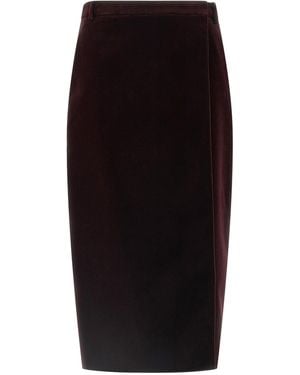 Saint Laurent Wrap Midi Skirt - Black
