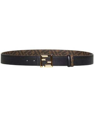 Fendi Reversible Leather Belt - White