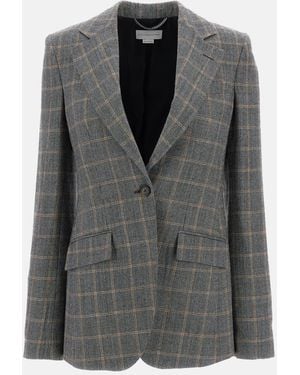 Stella McCartney Single Breasted Checked Blazer - Black