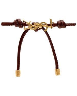Saint Laurent Cassandre Leather Bracelet - Brown
