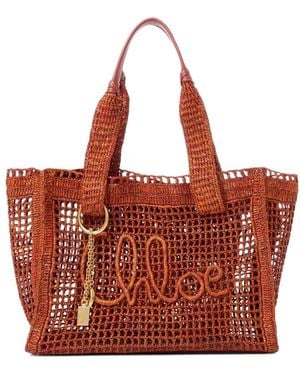 Chloé Chloé Summer Banana Rafia Tote Bag - Red