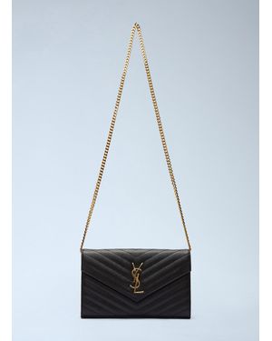 Saint Laurent Cassandre Matelassé Chain Wallet - Blue