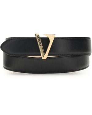 Versace Calfskin V Belt - Black