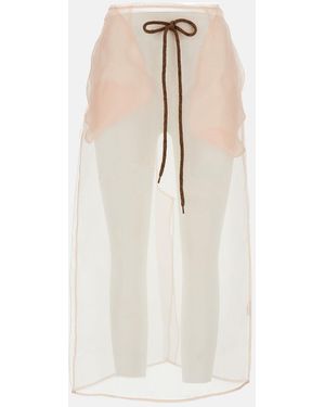 Simone Rocha Sheer Column Midi Skirt - White