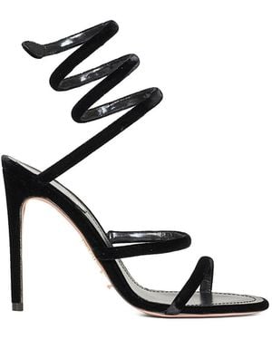 Rene Caovilla Velvet Cleo 105 Sandals - Black