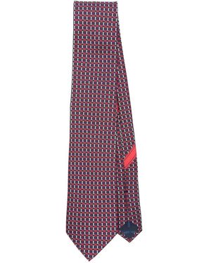 Ferragamo Geometric-Pattern Aida Silk Tie - Purple