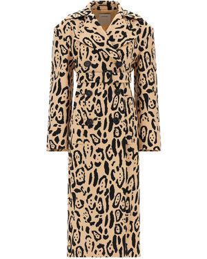 Sportmax Pure Cotton Animal-Print Trench Coat in White | Lyst