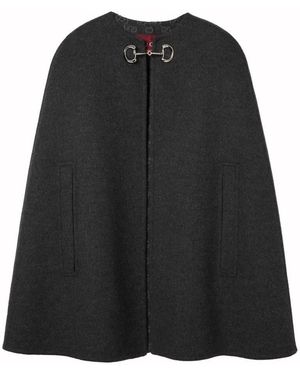 Gucci Wool And Silk Cape With Clamp - Black