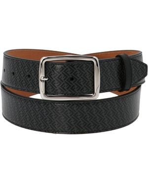 Fendi Leather Ff Logo Belt - Black