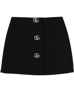 Gucci Miniskirt With Buttons - Black