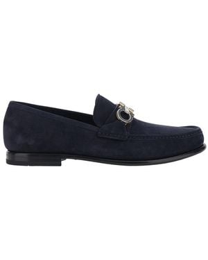 Ferragamo 'Avril' Loafers With Gancini Plaque On The Front - Blue