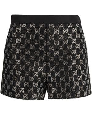 Gucci Tweed Wool Lamã Embroidered Shorts - Black