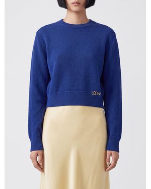 Loewe Long-Sleeved Wool Crewneck Sweater With Contrast Logo - Blue