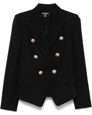 Balmain Grain De Poudre 6-Button Tailored Jacket - Black