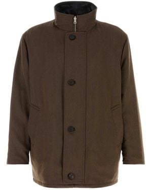 AURALEE Reversible Wool Twill Jacket With Leather Lining - Brown
