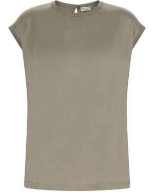 Brunello Cucinelli Satin Blouse - Gray