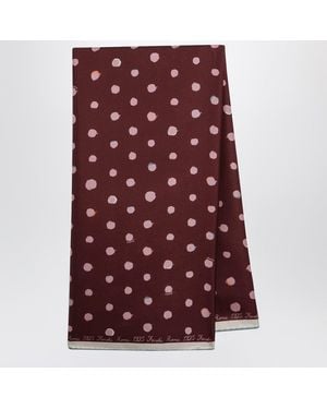 Fendi And Burgundy Silk Falena Dots Foulard - Purple