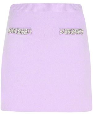 Self-Portrait Knit Miniskirt - Purple