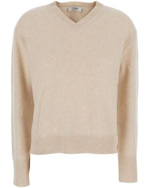 Max Mara 'S Maxmara Fata Sweater With V-Neck And Long Sleeves - Natural