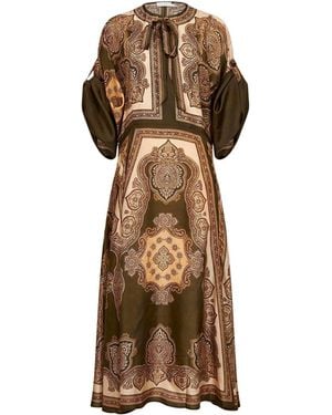 Zimmermann Paisley-Print Silk Habotai Mahon Midi Tunic Dress - Green