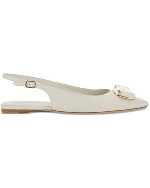 Ferragamo Leather Slingback Pumps - White