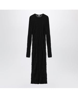 TOTEME Crinkled Knit Maxi Dress With Long Sleeves - Black
