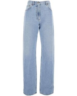 Valentino Light Jeans With Belt Loops And Logo Patch On The Rear - Blue