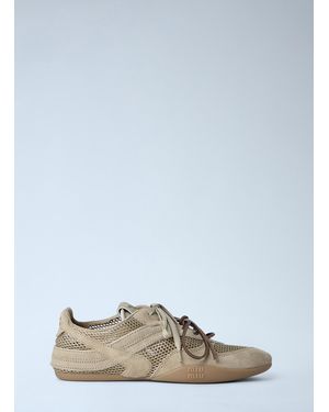 Miu Miu Rope And Suede Sneakers - Natural