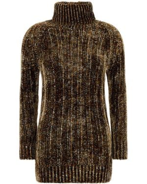 Dries Van Noten Multicolor Chenille Tagic Sweater Dress - Brown