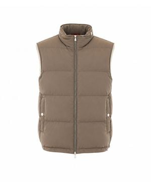 Brunello Cucinelli Padded Vest With Packable Hood - Brown