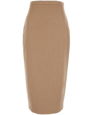Max Mara Skirt Tenuta With Elegant Details And Wool Fabric For - Natural