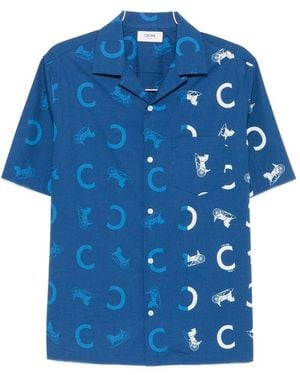 Celine Printed Bowling Shirt - Blue
