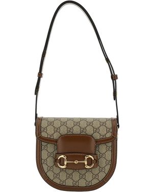 Gucci Horsebit 1955' Mini And Ebony Shoulder Bag With Horsebit Detail - Gray