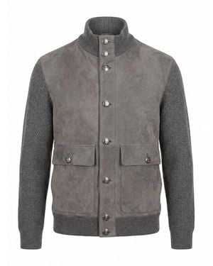 Brunello Cucinelli Leather Jacket - Gray