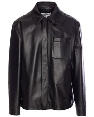 Loewe Leather Overshirt Jacket - Black