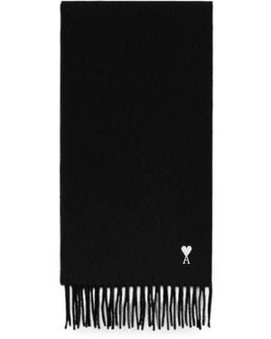 Ami Paris Ami De Coeur Wool Scarf - Black