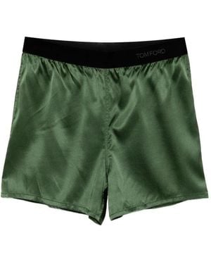 Tom Ford Stretch Silk Satin Shorts - Green