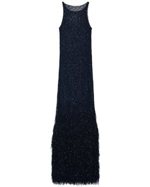 Giorgio Armani Long Sequined Knit Dress - Blue