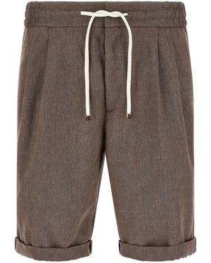 Brunello Cucinelli Linen And Wool Bermuda Shorts - Gray