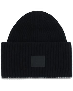Acne Studios Face Logo Beanie Hat - Black
