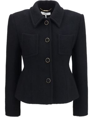 Chloé Chloé Cropped Single-Breasted Blazer With Fabric Buttons - Black