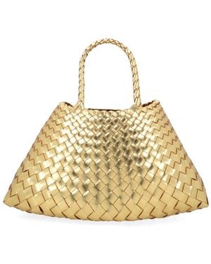 Dragon Diffusion Santa Croce Handbag With Two Top Handles And Interwoven Design - Metallic
