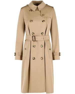 Burberry Long 'Kensington' Cotton Trench Coat - Natural