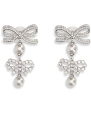 Self-Portrait Double Bow Pearl Earrings - Multicolor