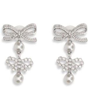 Self-Portrait Double Bow Pearl Earrings - Multicolor