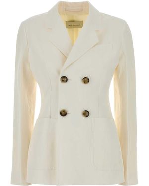 Ami Paris Solid Notched Lapel Jacket - White