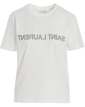 Saint Laurent Logo Print T-Shirt - White