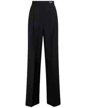 Prada Wool Classic Logo Pants - Black