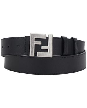 Fendi Reversible Belt With Square Ff Buckle - Black